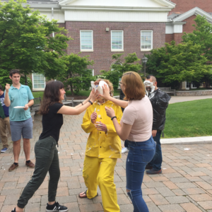  Dr. Stephanie Sen being double pied. 