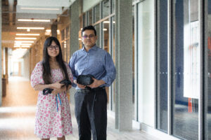 Dr. Sharif Mohammad Shahnewaz Ferdous and student, Kyla Ramos in STEM Building (Photo/ Aaron Wilson Watson)