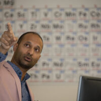 Pictured: Viraj Mane, Ph.D. during his talk entitled " The Random Path to Now" on October 24th 